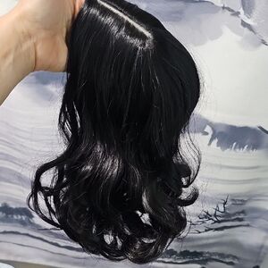 Black Hair Topper with Clips
